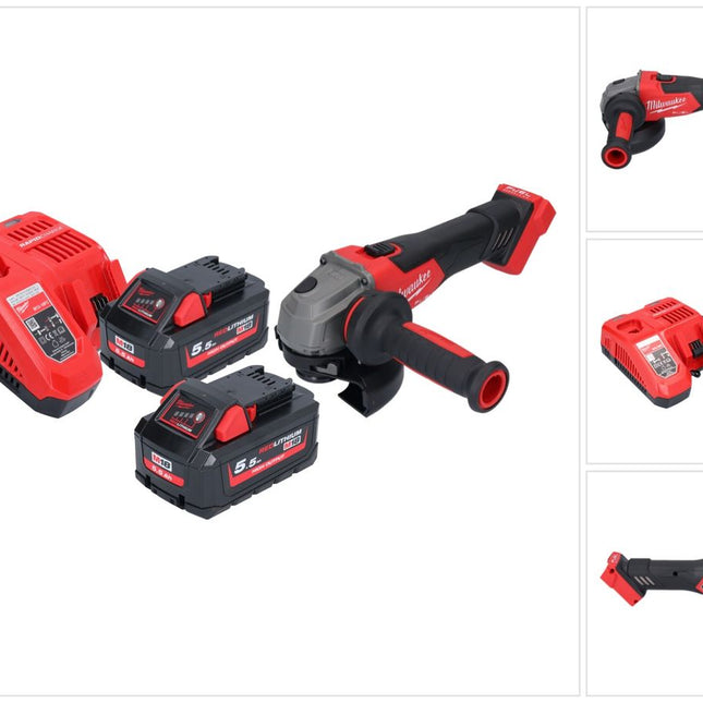 Milwaukee M18 FSAG125X-552 Smerigliatrice angolare a batteria 18 V 125 mm brushless + 2x batteria 5,5 Ah + caricabatterie