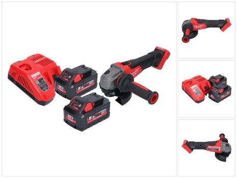 Milwaukee M18 FSAG125X-552 Akumulatorowa szlifierka kątowa 18 V 125 mm bezszczotkowa + 2x akumulator 5,5 Ah + ładowarka