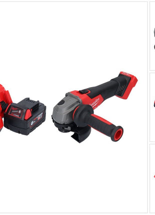 Amoladora angular a batería Milwaukee M18 FSAG125X-601 18 V 125 mm sin escobillas + 1x batería 6,0 Ah + cargador