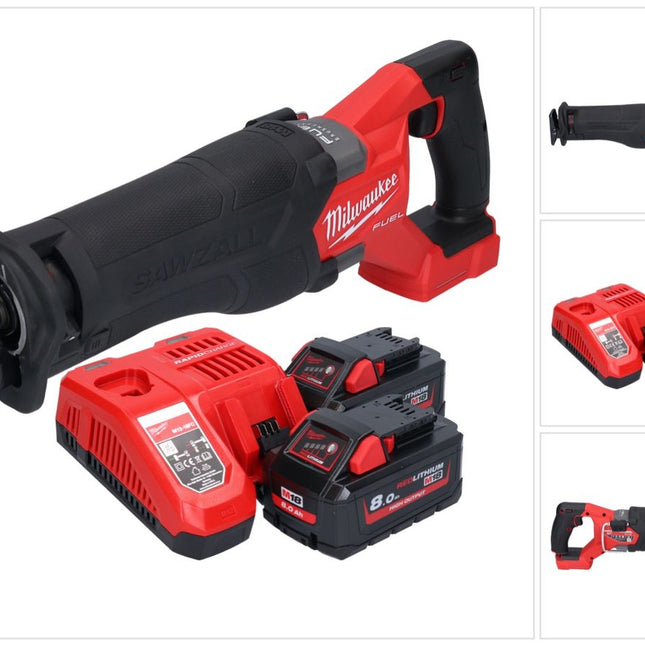 Milwaukee M18 FSZ-802 akumulatorowa pilarka szablasta 18 V bezszczotkowa + 2x akumulator 8,0 Ah + ładowarka