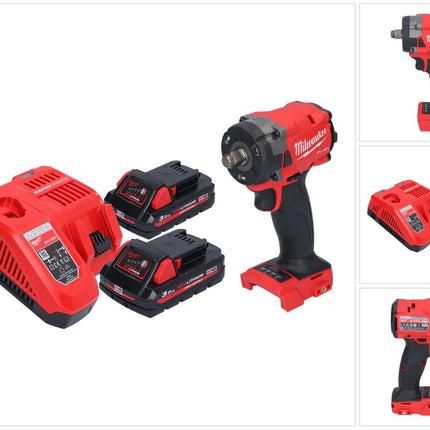 Milwaukee M18 FIW2F12-302 Cordless impact wrench 18 V 339 Nm 1/2" brushless + 2x rechargeable battery 3.0 Ah + charger