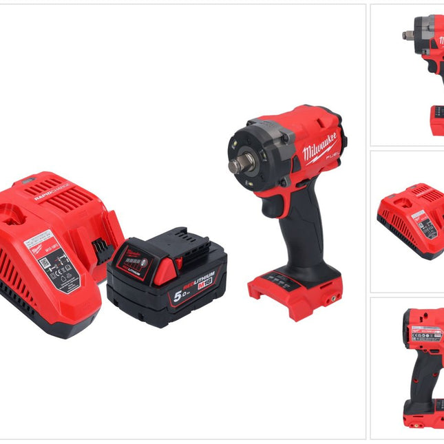 Milwaukee M18 FIW2F12-501 Akku Schlagschrauber 18 V 339 Nm 1/2" Brushless + 1x Akku 5,0 Ah + Ladegerät