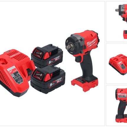 Milwaukee M18 FIW2F12-502 Llave de impacto sin cable 18 V 339 Nm 1/2" sin escobillas + 2x batería recargable 5.0 Ah + cargador
