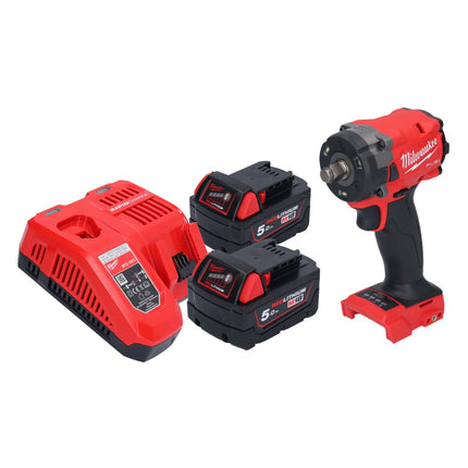Milwaukee M18 FIW2F12-502 Llave de impacto sin cable 18 V 339 Nm 1/2" sin escobillas + 2x batería recargable 5.0 Ah + cargador