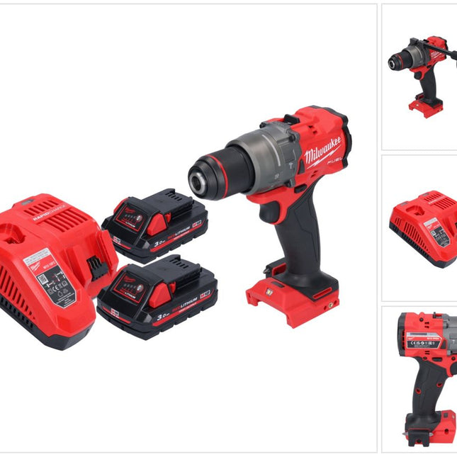 Milwaukee M18 FPD3-302 akumulatorowa wiertarko-wkrętarka udarowa 18 V 158 Nm bezszczotkowa + 2x akumulator 3,0 Ah + ładowarka