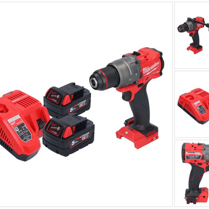 Milwaukee M18 FPD3-502 akumulatorowa wiertarko-wkrętarka udarowa 18 V 158 Nm bezszczotkowa + 2x akumulator 5,0 Ah + ładowarka