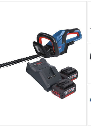 Bosch GHE 18V-60 Professional Taille-haies sans fil 18 V 60 cm Brushless + 2x batterie 4,0 Ah + chargeur