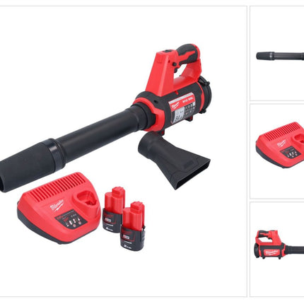 Milwaukee M12 BBL-202 Akku Gebläse 12 V + 2x Akku 2,0 Ah + Ladegerät