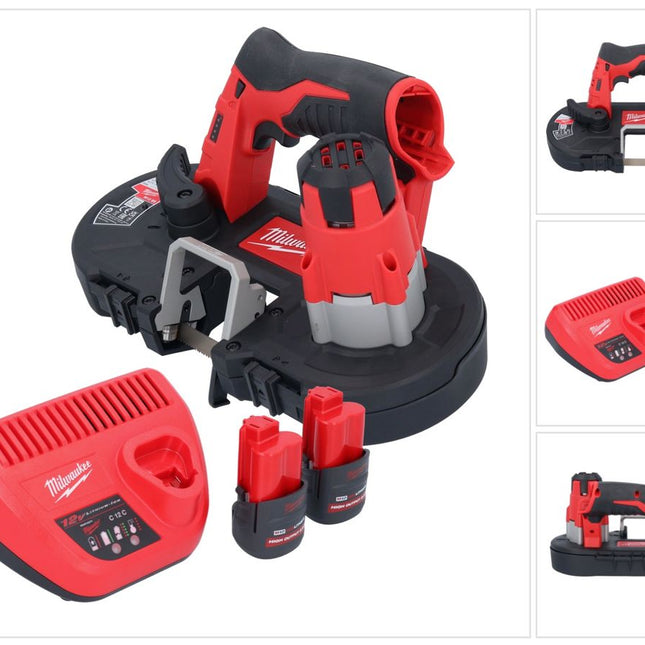 Scie à ruban à batterie Milwaukee M12 BS-252 12 V 41 x 41 mm + 2x batteries 2,5 Ah + chargeur
