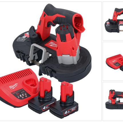 Milwaukee M12 BS-402 Akku Bandsäge 12 V 41 x 41 mm + 2x Akku 4,0 Ah + Ladegerät