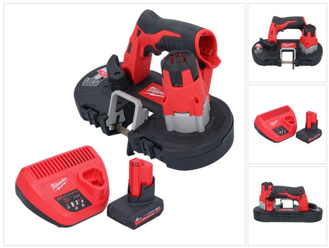 Sierra de cinta a batería Milwaukee M12 BS-501 12 V 41 x 41 mm + 1x batería 5,0 Ah + cargador