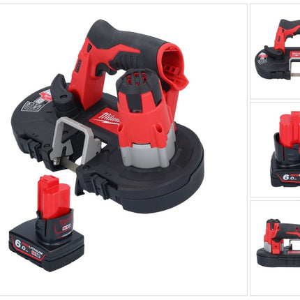 Sega a nastro a batteria Milwaukee M12 BS-601 12 V 41 x 41 mm + 1x batteria 6,0 Ah - senza caricatore