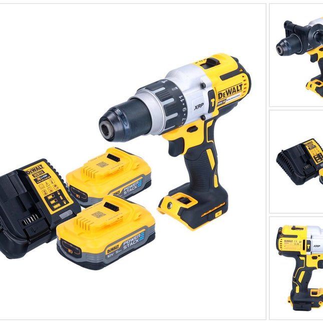 Taladradora de percusión sin cable DeWalt DCD 996 H2 18 V 95 Nm sin escobillas + 2x batería Powerstack 5,0 Ah + cargador