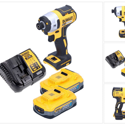 Avvitatore a impulsi a batteria DeWalt DCF 887 H2 18 V 205 Nm 1/4" brushless + 2x batteria powerstack 5,0 Ah + caricabatterie