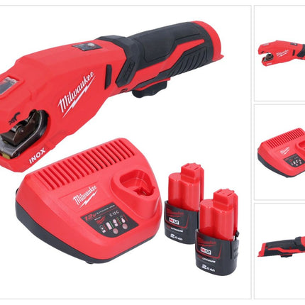 Milwaukee M12 PCSS-202 cortatubos inalámbrico de acero inoxidable 12 V 12 - 28 mm + 2x batería recargable 2.0 Ah + cargador