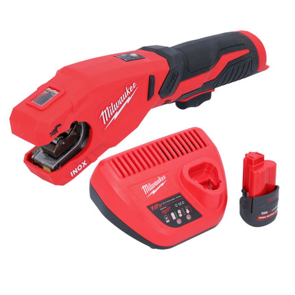 Milwaukee M12 PCSS-251 Tagliatubi a batteria in acciaio inox 12 V 12 - 28 mm + 1x batteria ricaricabile 2,5 Ah + caricatore