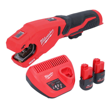 Milwaukee M12 PCSS-252 cortatubos inalámbrico de acero inoxidable 12 V 12 - 28 mm + 2x batería recargable 2,5 Ah + cargador