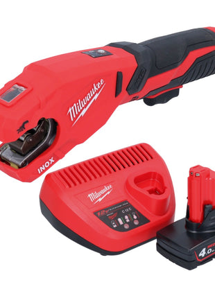 Milwaukee M12 PCSS-401 Akku Edelstahl Rohrabschneider 12 V 12 - 28 mm + 1x Akku 4,0 Ah + Ladegerät