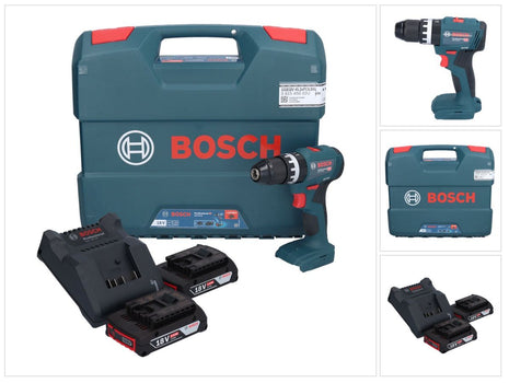 Bosch GSB 18V-45 Professional taladro percutor inalámbrico 18 V 45 Nm (06019K3302) sin escobillas + 2x batería 2,0 Ah + cargador + maletín L