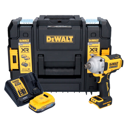 DeWalt DCF 892 E1T cordless impact wrench 18 V 813 Nm 1/2" brushless + 1x rechargeable battery 1.7 Ah + charger + TSTAK