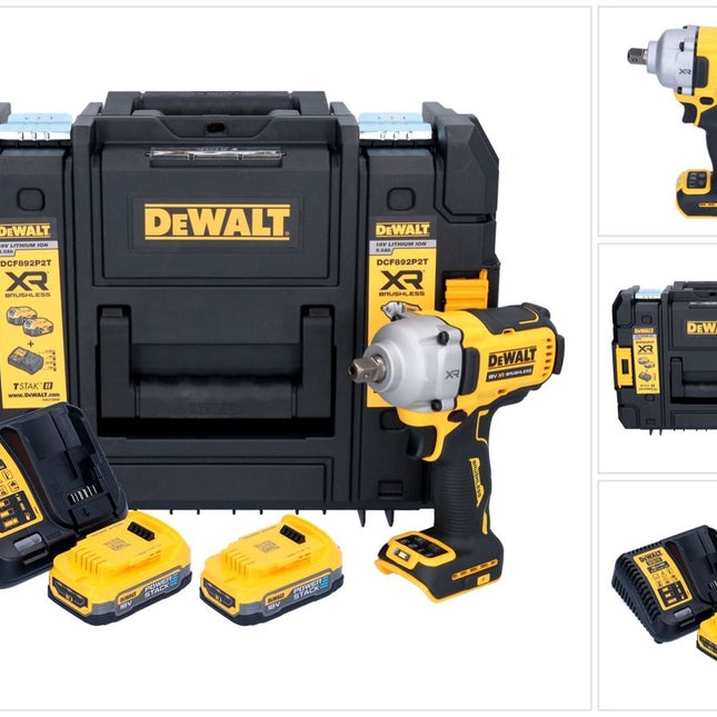 Akumulatorowy klucz udarowy DeWalt DCF 892 E2T 18 V 813 Nm 1/2" bezszczotkowy + 2x akumulator 1,7 Ah + ładowarka + TSTAK