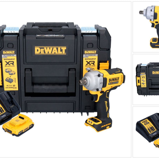 DeWalt DCF 892 D1T Akku Schlagschrauber 18 V 813 Nm 1/2" Brushless + 1x Akku 2,0 Ah + Ladegerät + TSTAK