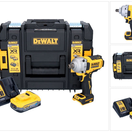 DeWalt DCF 892 H1T cordless impact wrench 18 V 813 Nm 1/2" brushless + 1x Powerstack battery 5.0 Ah + charger + TSTAK