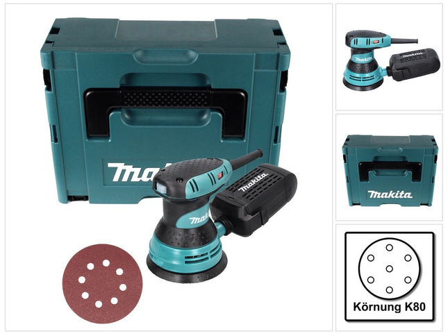 Makita BO 5031 Random orbital sander 300 watt 125 mm + 50x sandpaper K80 + Makpac