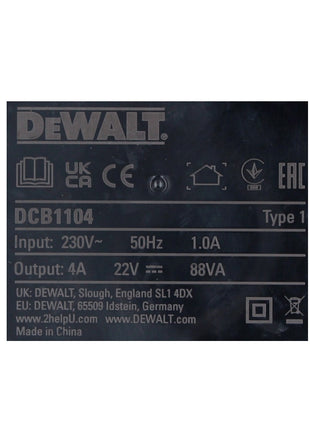 Cargador rápido DeWalt DCB 1104 10,8 - 18 V 4,0 A para baterías XR Li-Ion