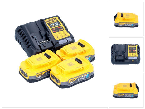 DeWalt DCB 1104 E3 battery starter set 12 V / 18 V 3x Powerstack battery 1.7 Ah + DCB 1104 charger