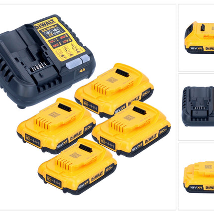 DeWalt DCB 1104 D4 Kit de démarrage sans fil 12 V / 18 V 4x batterie 2,0 Ah + chargeur DCB 1104