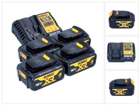 DeWalt DCB 1104 M4 Akku Starter Set 12 V / 18 V 4x Akku 4,0 Ah + DCB 1104 Ladegerät