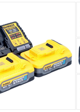 DeWalt DCB 1104 H2 Akku Starter Set 12 V / 18 V 2x Powerstack Akku 5,0 Ah + DCB 1104 Ladegerät