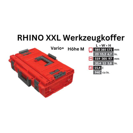 Toolbrothers RHINO XXL maletín de herramientas ULTRA Vario+ altura M 15,4 l IP66 con separadores extraíbles