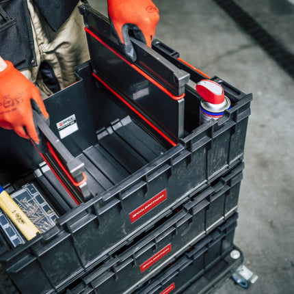 Skrzynka narzędziowa Toolbrothers RHINO XXl ECO Custom 35 l sztaplowana z wyjmowanymi przegrodami