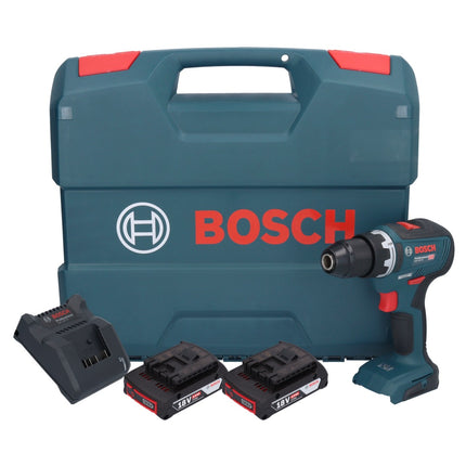 Bosch GSR 18V-55 Taladro atornillador a batería profesional 18 V 55 Nm sin escobillas + 2x acumulador 2,0 Ah + cargador + maletín en L