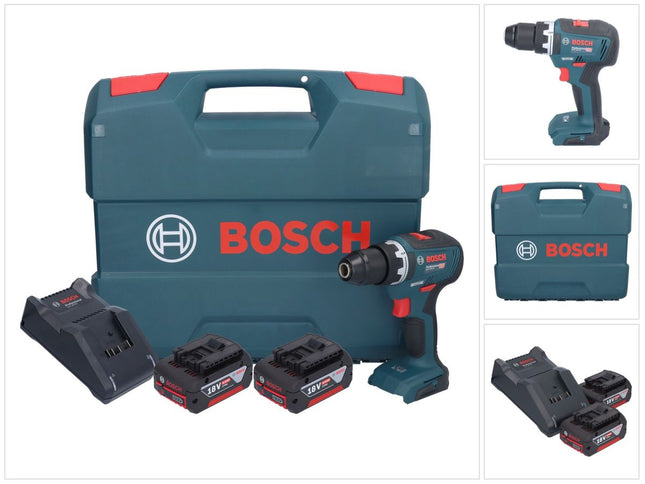 Bosch GSR 18V-55 Taladro atornillador a batería profesional 18 V 55 Nm sin escobillas + 2x acumulador 4,0 Ah + cargador + maletín en L