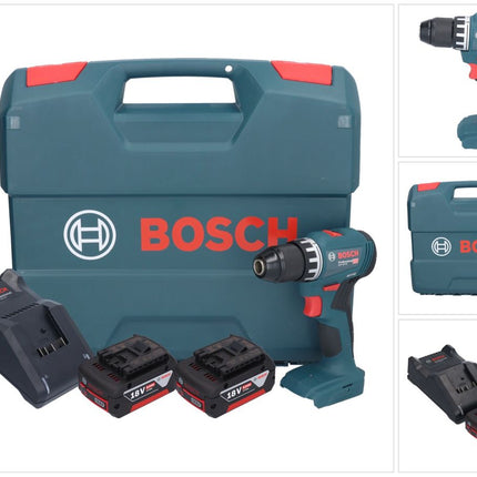 Bosch GSR 18V-45 Taladro atornillador inalámbrico profesional 18 V 45 Nm sin escobillas + 2 baterías 5,0 Ah + cargador + maletín L