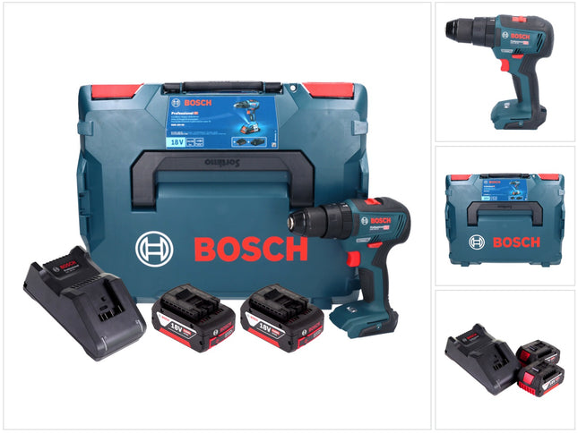 Bosch GSB 18V-55 Trapano a percussione professionale a batteria 18 V 55 Nm senza spazzole ( 06019H5300 ) + 2x batteria ricaricabile 4,0 Ah + caricabatterie + L-Boxx