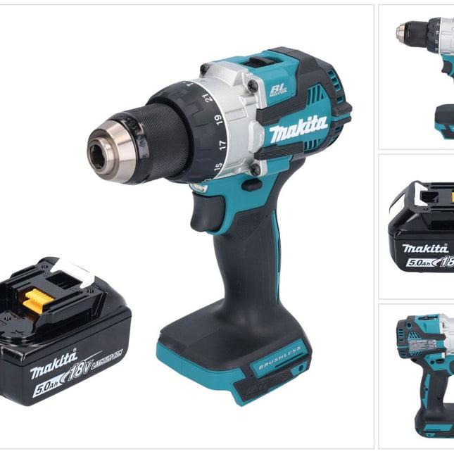 Makita DHP 489 T1 trapano a percussione a batteria 18 V 73 Nm brushless + 1x batteria ricaricabile 5,0 Ah - senza caricabatterie