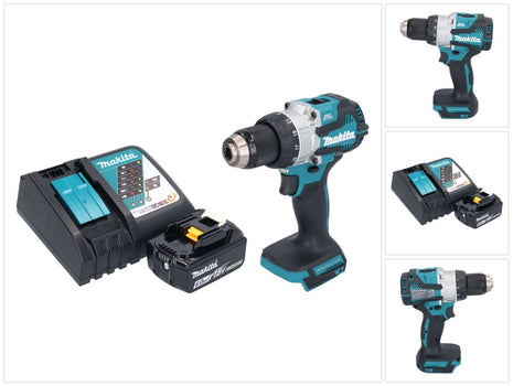 Makita DHP 489 RG1 taladro percutor inalámbrico 18 V 73 Nm sin escobillas + 1x batería 6,0 Ah + cargador