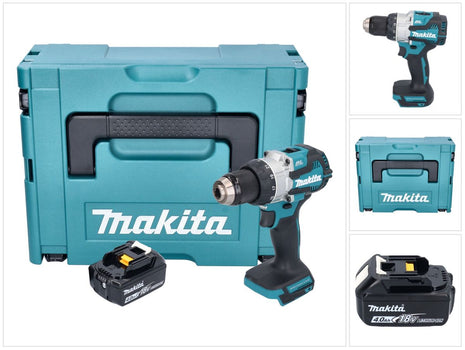 Makita DHP 489 M1J Perceuse-visseuse à percussion sans fil 18 V 73 Nm Brushless + 1x batterie 4,0 Ah + Makpac - sans chargeur