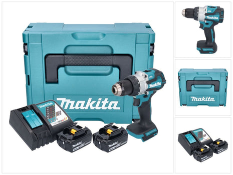 Makita DHP 489 RMJ akumulatorowa wiertarka udarowa 18 V 73 Nm bezszczotkowa + 2x akumulator 4,0 Ah + ładowarka + Makpac