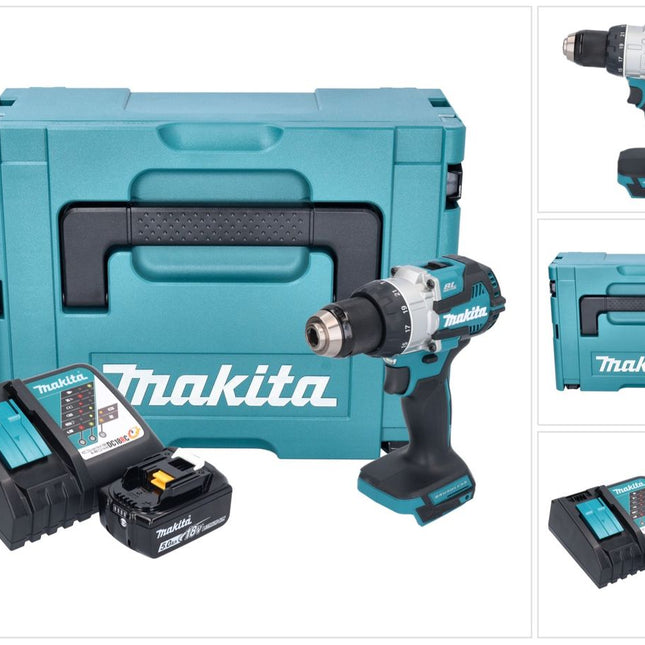 Makita DHP 489 RT1J trapano a percussione a batteria 18 V 73 Nm brushless + 1x batteria ricaricabile 5,0 Ah + caricabatterie + Makpac
