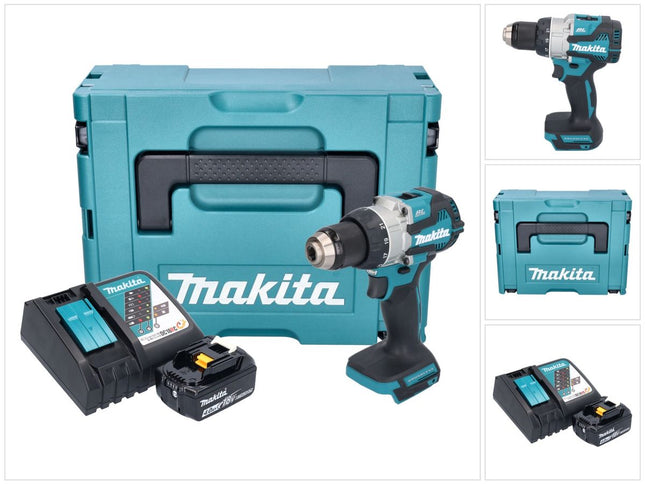 Taladro atornillador a batería Makita DDF 489 RM1J 18 V 73 Nm sin escobillas + 1x batería recargable 4,0 Ah + cargador + Makpac