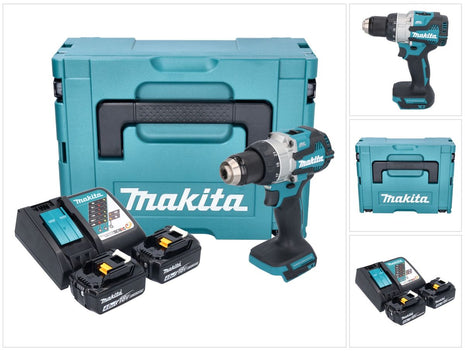 Makita DDF 489 RMJ akumulatorowa wiertarko-wkrętarka 18 V 73 Nm bezszczotkowa + 2x akumulator 4,0 Ah + ładowarka + Makpac