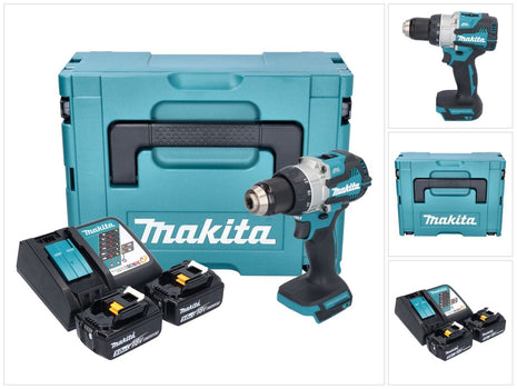 Makita DDF 489 RTJ perceuse/visseuse sans fil 18 V 73 Nm Brushless + 2x batterie rechargeable 5,0 Ah + chargeur + Makpac