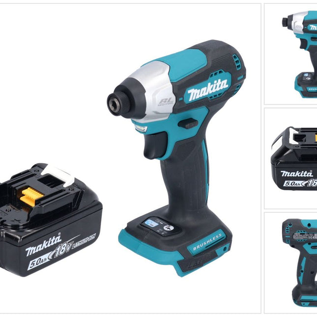 Makita DTD 157 T1 Akku Schlagschrauber 18 V 140 Nm 1/4" Brushless + 1x Akku 5,0 Ah - ohne Ladegerät