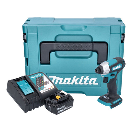 Llave de impacto sin cable Makita DTD 157 RT1J 18 V 140 Nm 1/4" sin escobillas + 1x batería recargable 5,0 Ah + cargador + Makpac