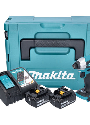 Makita DTD 157 RTJ cordless impact wrench 18 V 140 Nm 1/4" brushless + 2x rechargeable battery 5.0 Ah + charger + Makpac